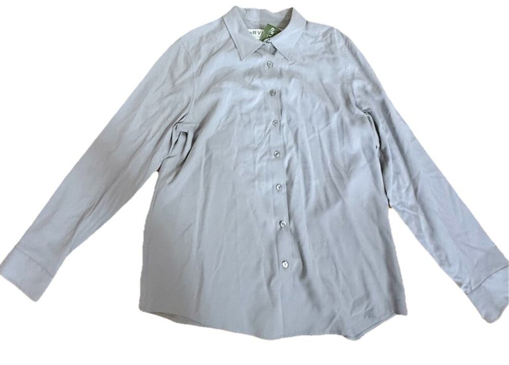 NWT ORVIS Women’s Gray Silk Button Up Blouse